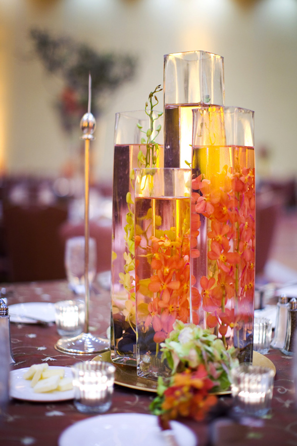 Modern floral centerpieces - wedding photo by Melissa Jill Photography